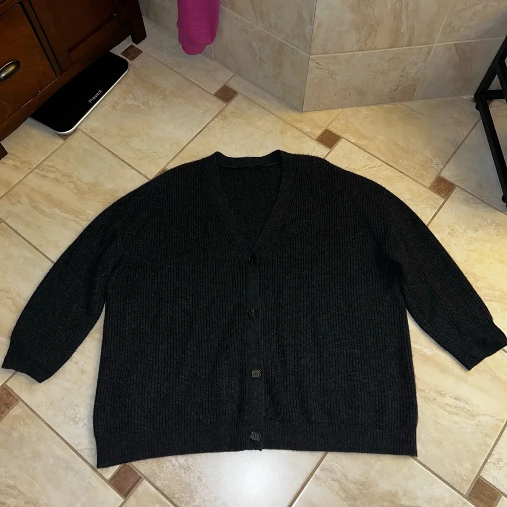 Jenni Kayne Cotton Cocoon Black Oversized Cardigan 2X - Picture 2 of 3
